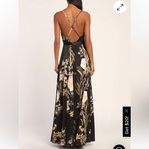 Lulus Still the One Black Floral Print Satin Maxi Dress - Picture 3 of 7